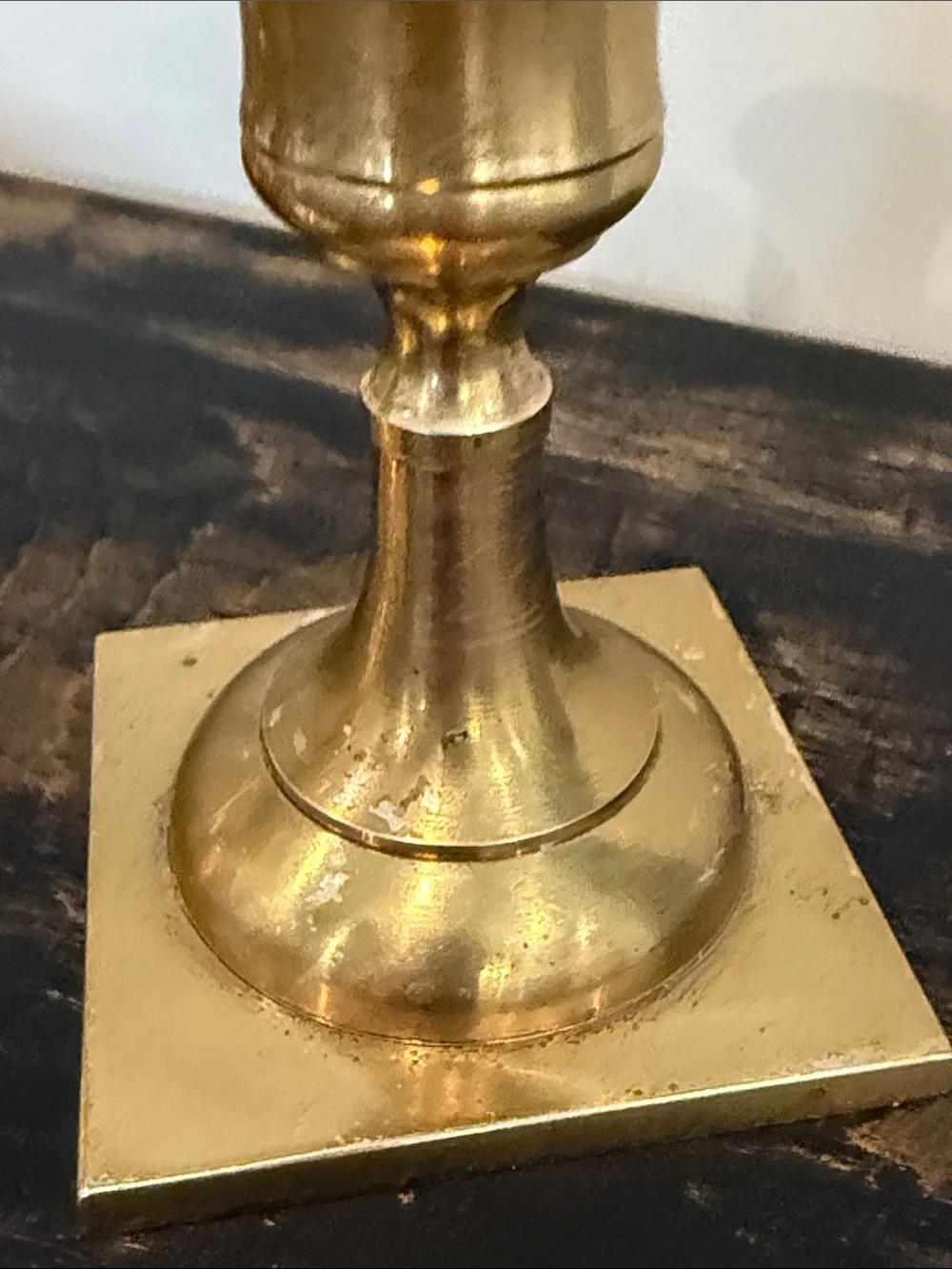 Vintage  Brass Candlesticks Pair Square Base Made in Japan Mid Century